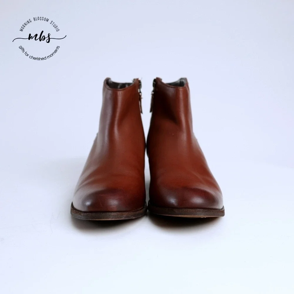 Clarks Maypearl Leather Side Zip Boots Brown Women 8